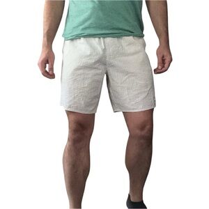 Rhythm Men’s 8” Seersucker Stripe Short Size 33 Cream New Lightweight Cotton